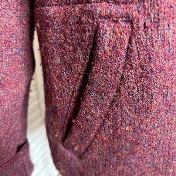 CIAO SPORT LTD VINTAGE Blazer Suit Jacket Shetland Wool Burgundy M Boxy Cropped - Picture 8 of 12